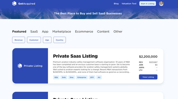 GetAcquired Startup Marketplace