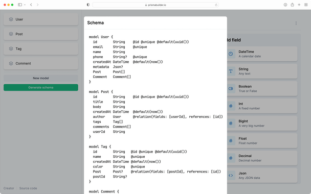 Prisma Schema Builder