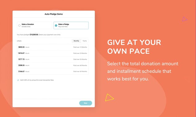 Pledge Now Pay Later by CauseVox