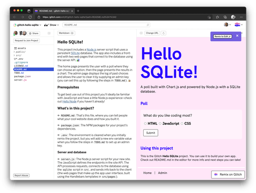 Glitch Instant Database Starters