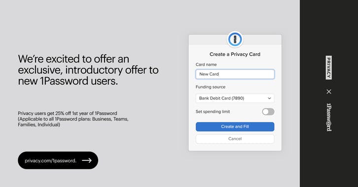 Virtual payment cards in 1Password