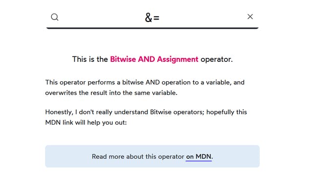 JavaScript Operator Lookup