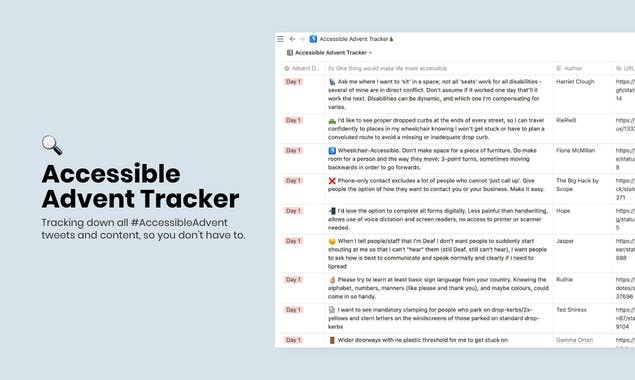 Accessible Advent Tracker
