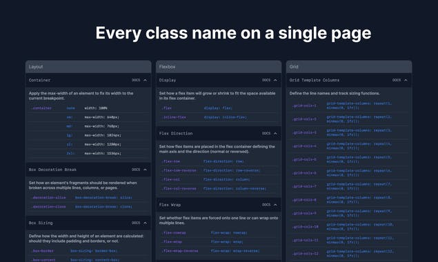 Tailwind CSS Cheat Sheet
