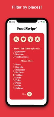 FoodSwipr' on iOS