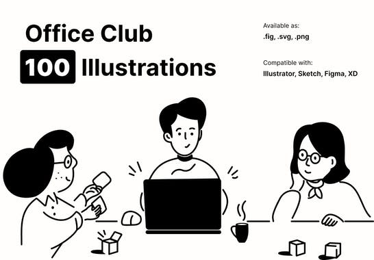 Office Club Illustration pack