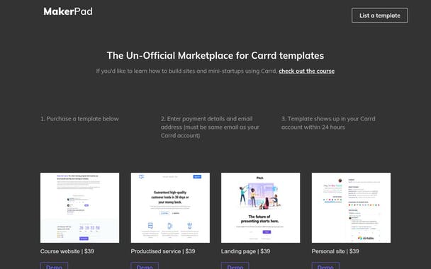 Carrd Template Marketplace