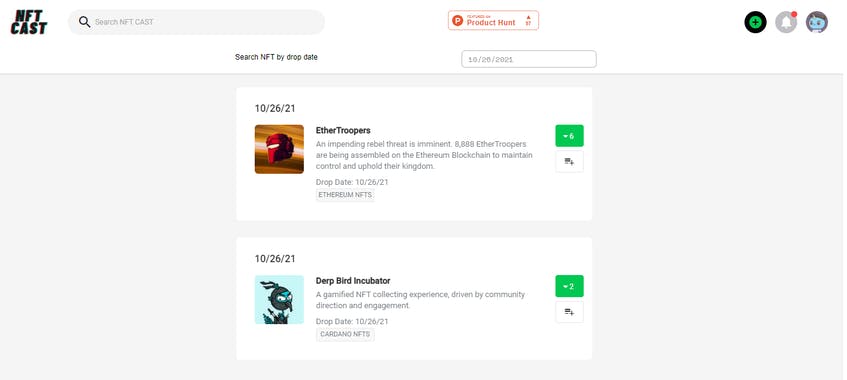 NFT Cast (NFT Drops, NFT Calendar)