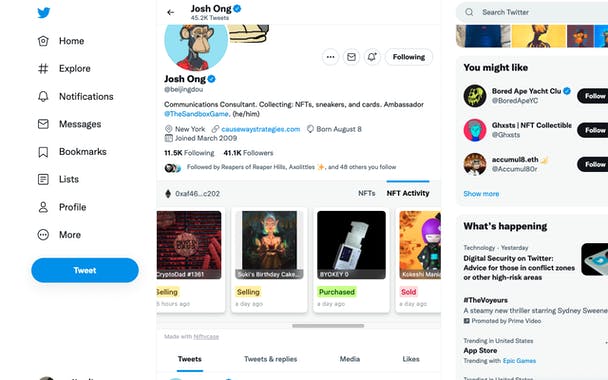 Display NFT Collection on Twitter