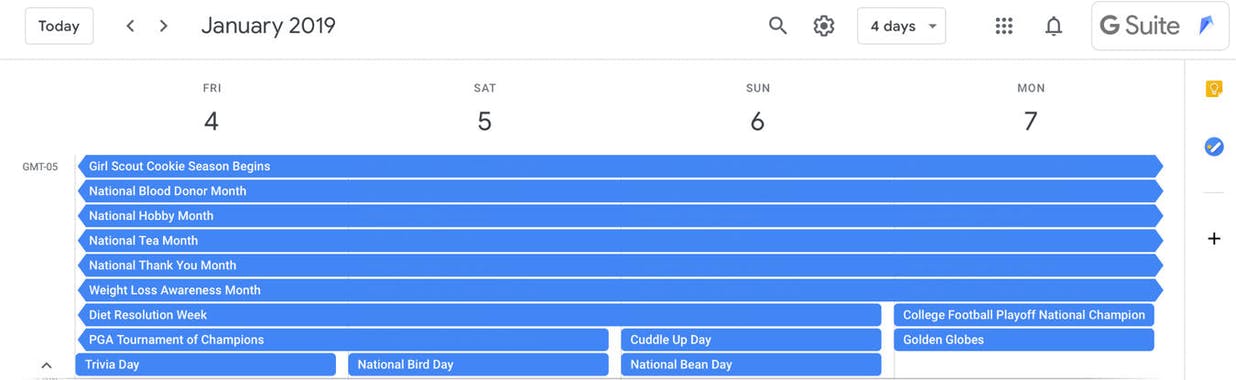 2019 Marketing Calendar